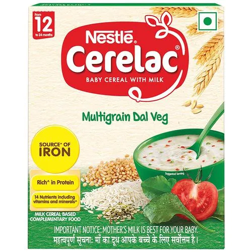 Nestle Cerelac Baby Cereal with Milk from 12 to 24 Months Multigrain Dal Veg 300 gm Pkt