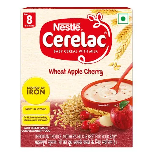 Nestle Cerelac Baby Cereal with Milk from 8 to 24 Months Wheat Apple Cherry 300 gm Pkt