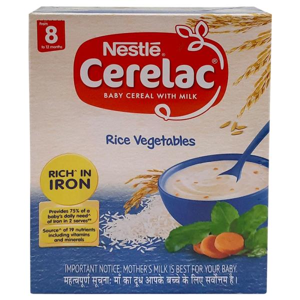 Nestle Cerelac Baby Cereal with Milk from 8 to 24 Months Rice Vegetables - 300 gm Pkt